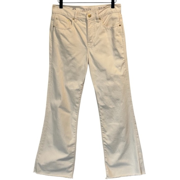 J. Crew Mid-Rise Relaxed Kick-Out Jeans, Ecru Wash, Raw Hem, Size 25 - Picture 3 of 16